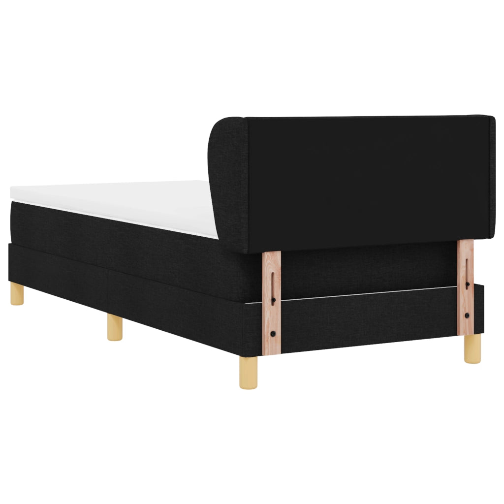 Letto con rete a molle e materasso Nero 90x190 cm Tessuto