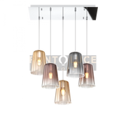 SOSPENSIONE CROMO RETTANGOLARE 5 LUCI (2 AM+2 RA+1 CR) 1164CR-S5 R-MC