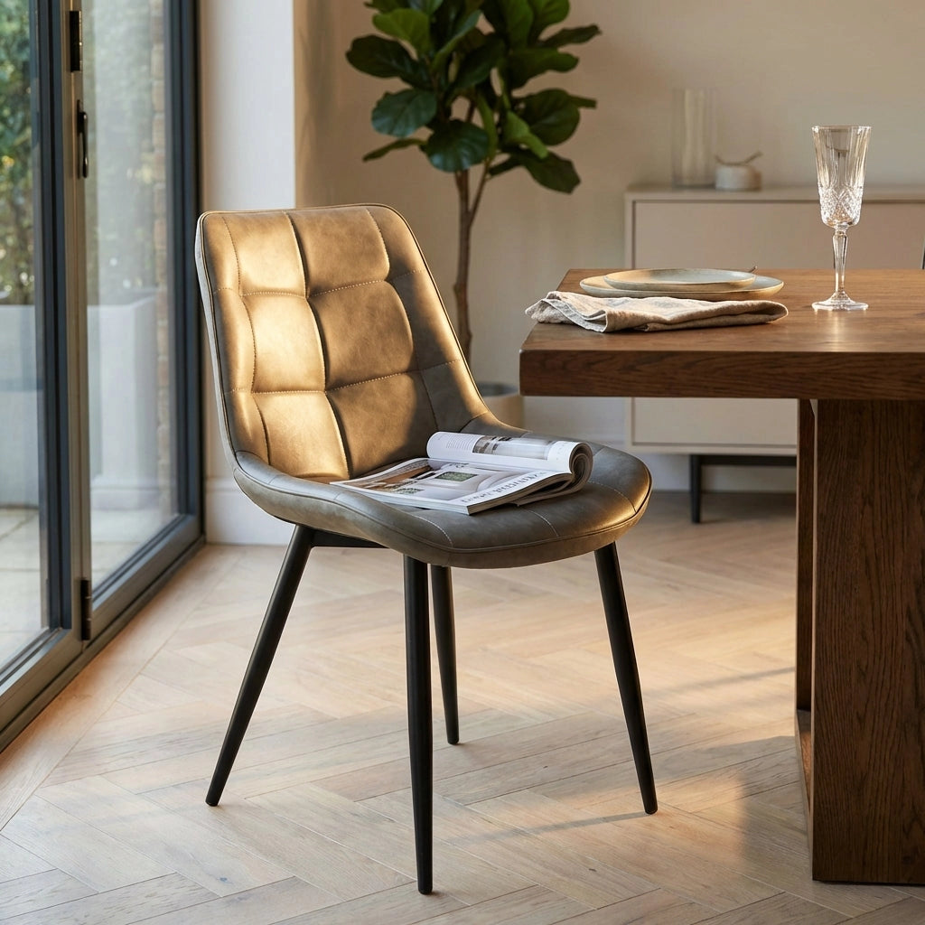 Poltrona per Sala da Pranzo in Ecopelle Metallo cm 44x50x83 - WINNY