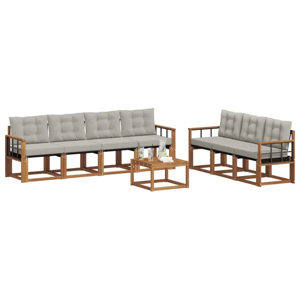 Set di divani da esterno 8 pcs Grigio Naturale e Chiaro 3368478
