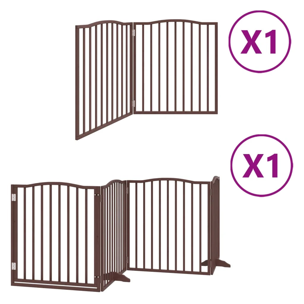 Cancelletto di sicurezza per cani con porta pieghevole 6 pannelli legno di pioppo marrone 02_0023016