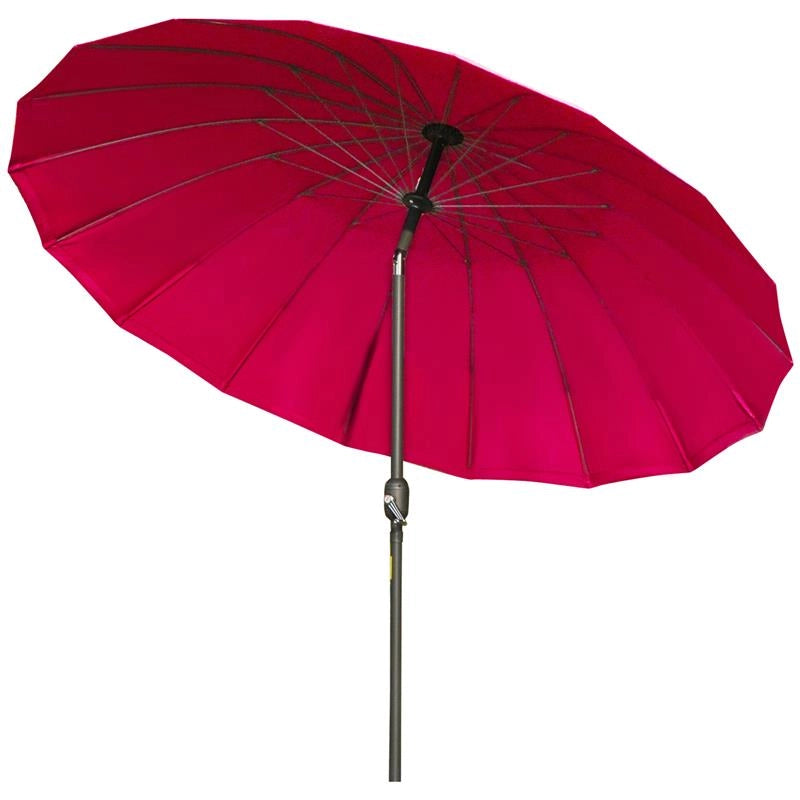 OMBRELLONE ROTONDO PIEGHEVOLE A 18 STECCHE CON MANOVELLA IN METALLO E POLIESTERE Ø 250X240 CM ROSSO VINO