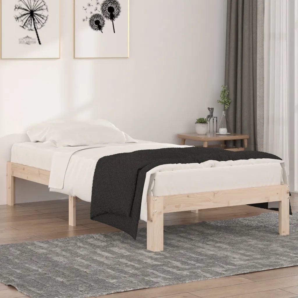 Letto singolo | Letto per adulti | Giroletto in Legno Massello 90x190 cm Single