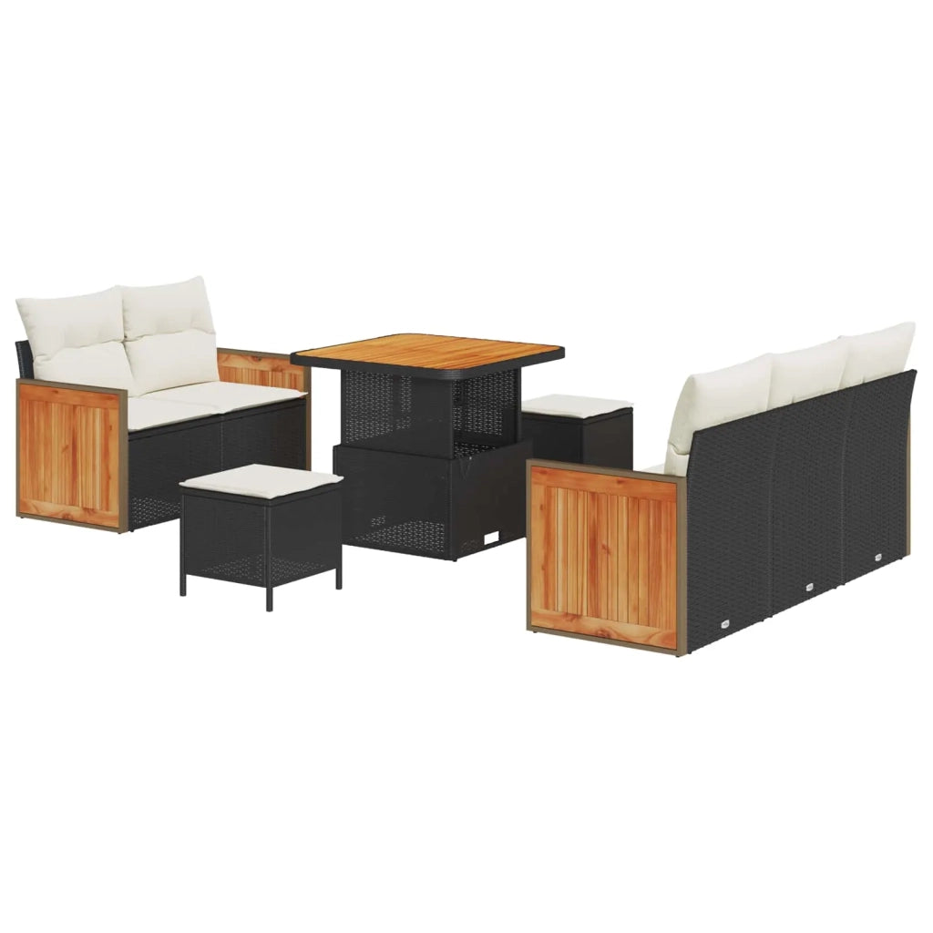 Set Divano da Giardino con cuscino 8 pcs Nero e Crema 3363115