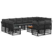 Set di divani da esterno 13 pcs Nero e Grigio scuro Poliestere