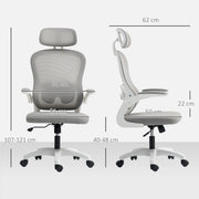 SEDIA UFFICIO ergonomica con schienale in rete grigio, braccioli ribaltabili