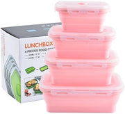 Bentobox opvougbare siliconen, container per viaggiatore, lattina per cibo portatile, contenitore per spazio di archiviazione, lattina per cibo con chiusura ermetica (rosa)