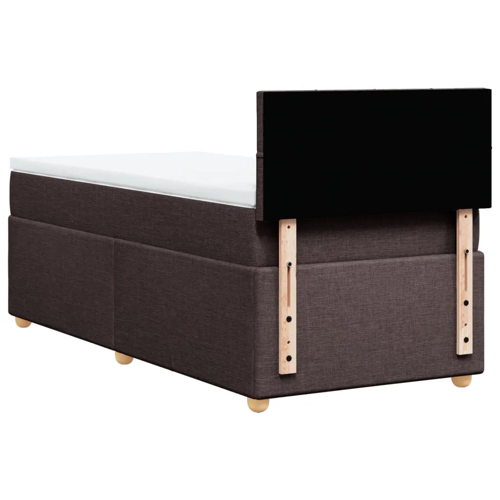 Letto singolo | Letto per adulti | Giroletto a Molle con Materasso Marrone Scuro 80x200 cm Tessuto