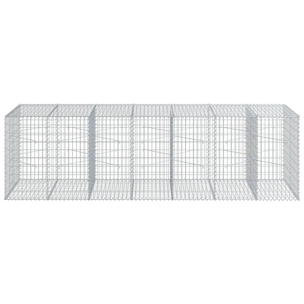 Gabbione recinto a gabbia muro di contenimento con coperchio 350 x 100 x 100 cm ferro zincato argento 02_0040157