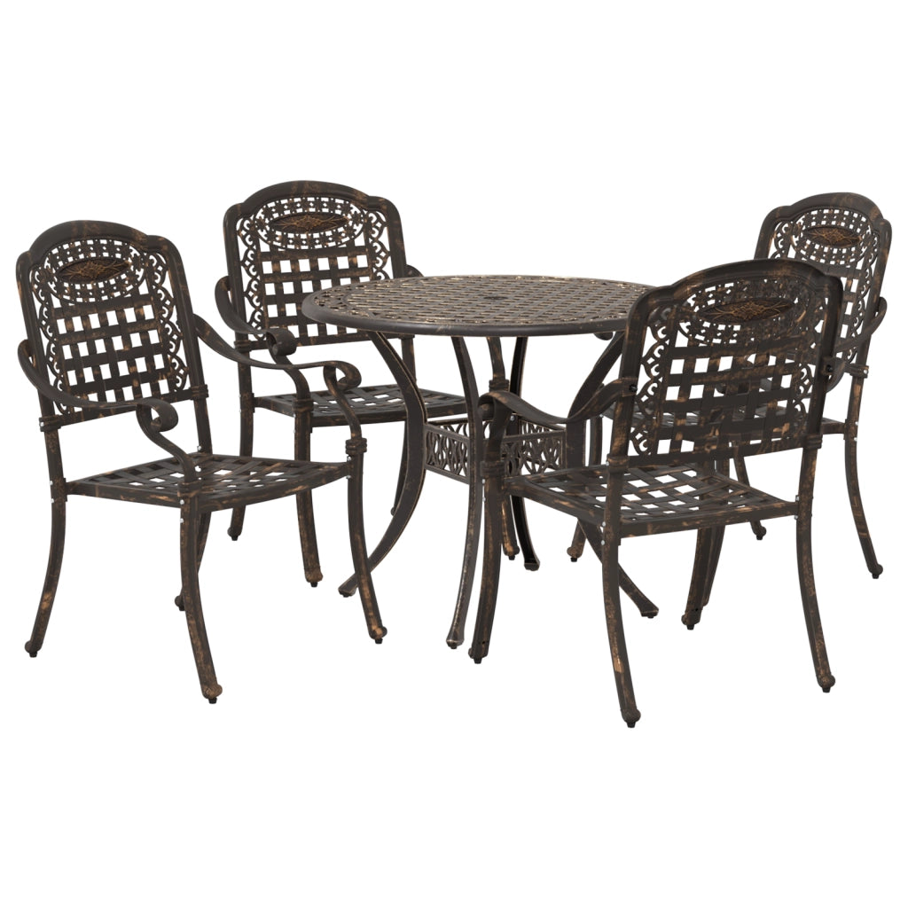 Set da Pranzo da Giardino 5 Pezzi in Alluminio Fuso Bronzo