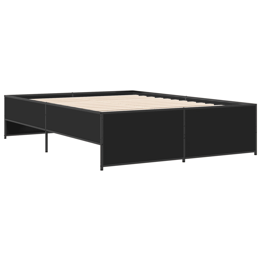 Giroletto-Struttura Letto Nero 120x200 cm in Legno Multistrato e Metallo 247026