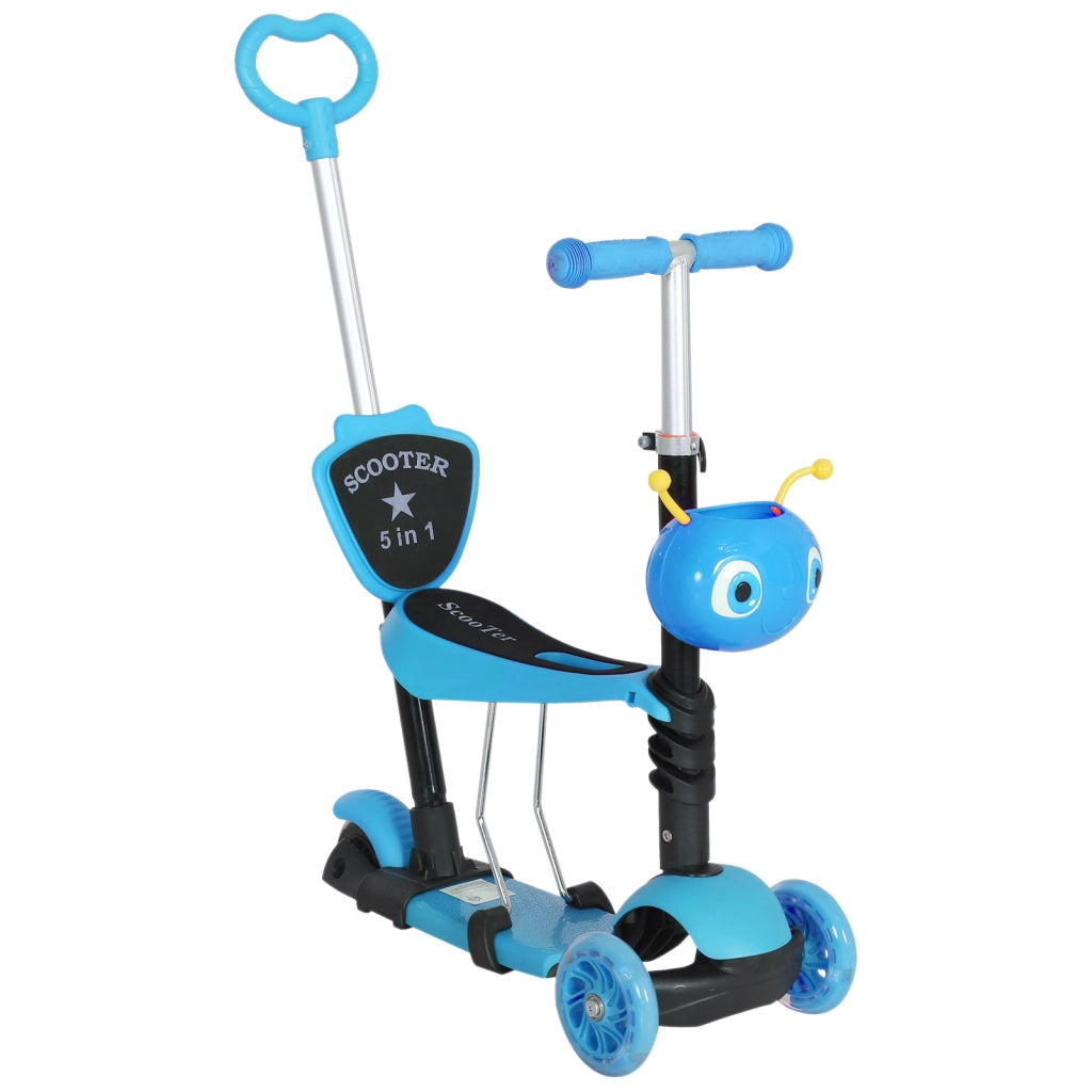 Patinete 3 in 1 per Bambini con Sedile Estraibile ¨C zephmum ¨C Blu 62x25x72,5 cm