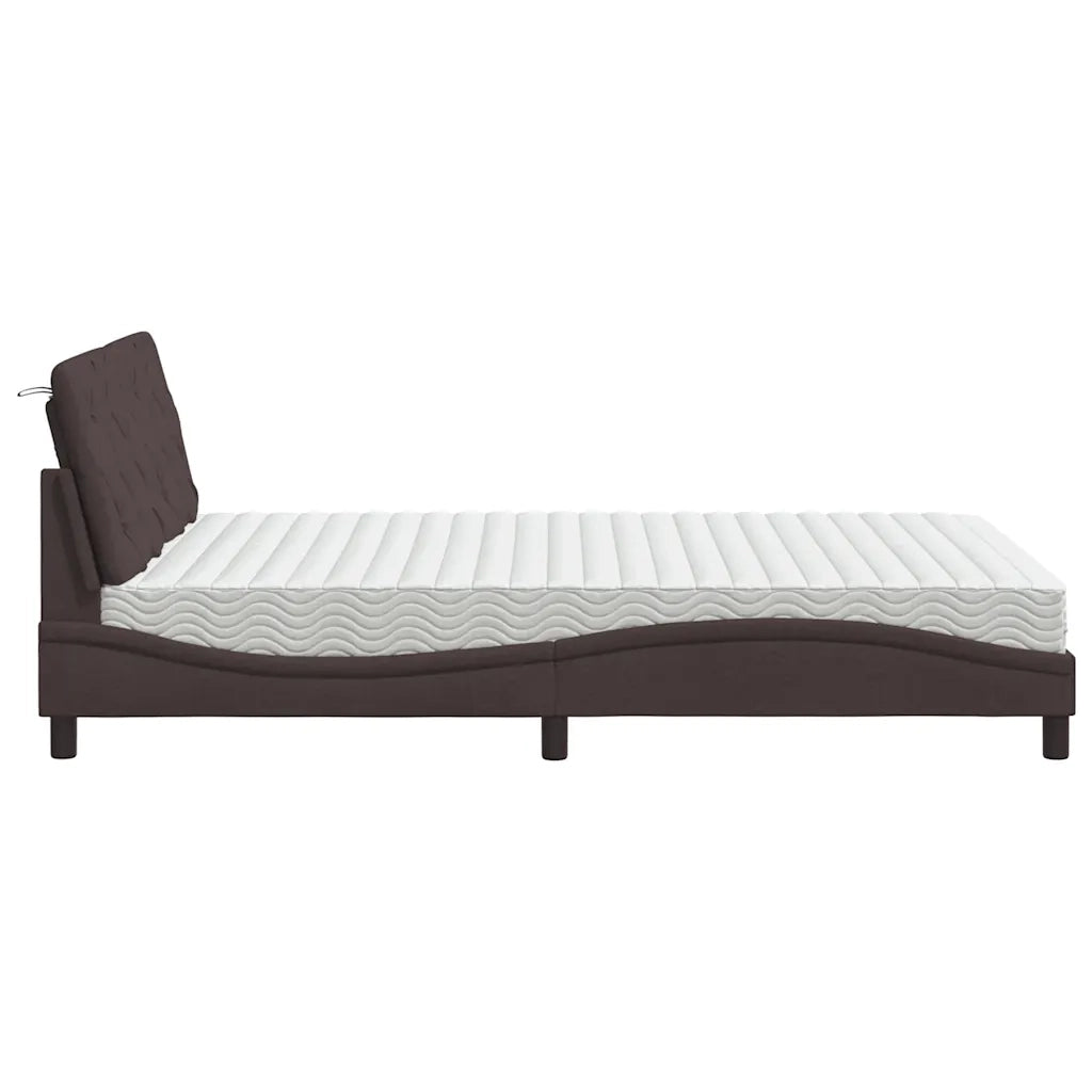 Letto con Materasso Marrone Scuro 140x200cm Tessuto 3310744