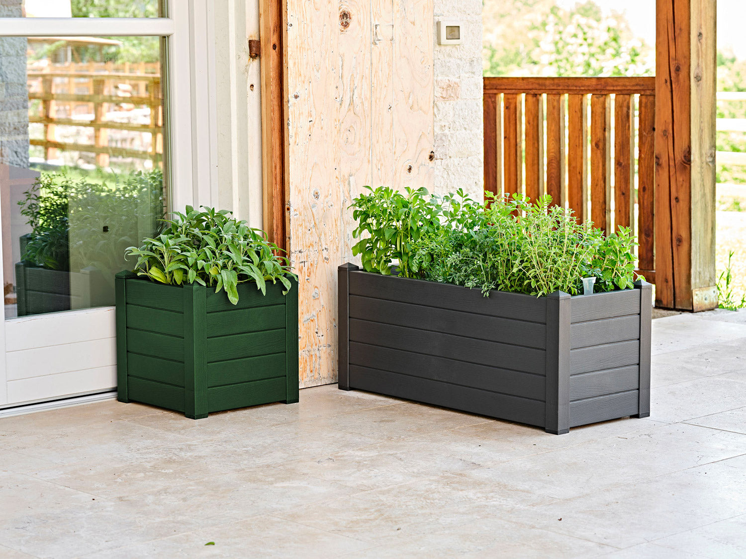 Fioriera da Giardino 42x42x40 cm in Polipropilene Trama 001 Dark Forest