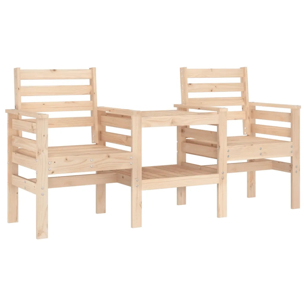 Panca da Giardino con Tavolino 2 Posti-Sgabello-Panca da esterno Legno Massello di Pino 228153