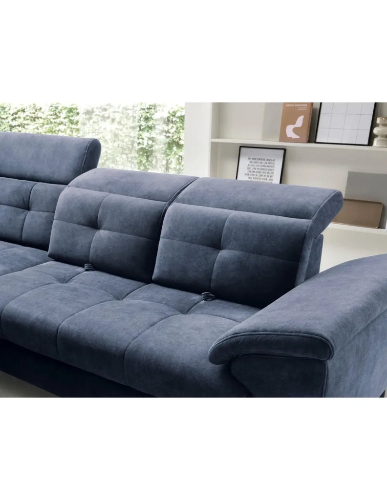 Divano ad angolo Blu 5 posti angolo sinistro con schienale rivestito INFERNO