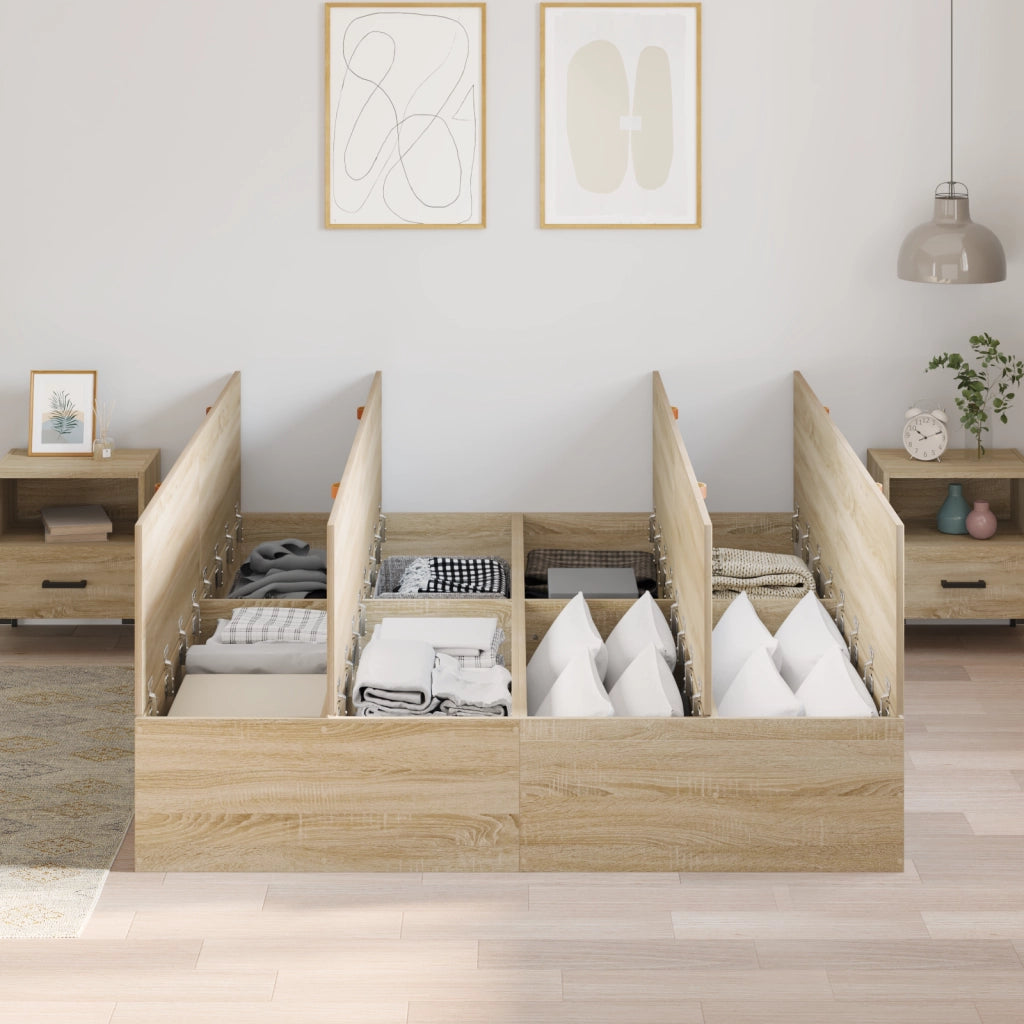 Struttura Letto con Contenitore in Rovere Sonoma 140x200 cm