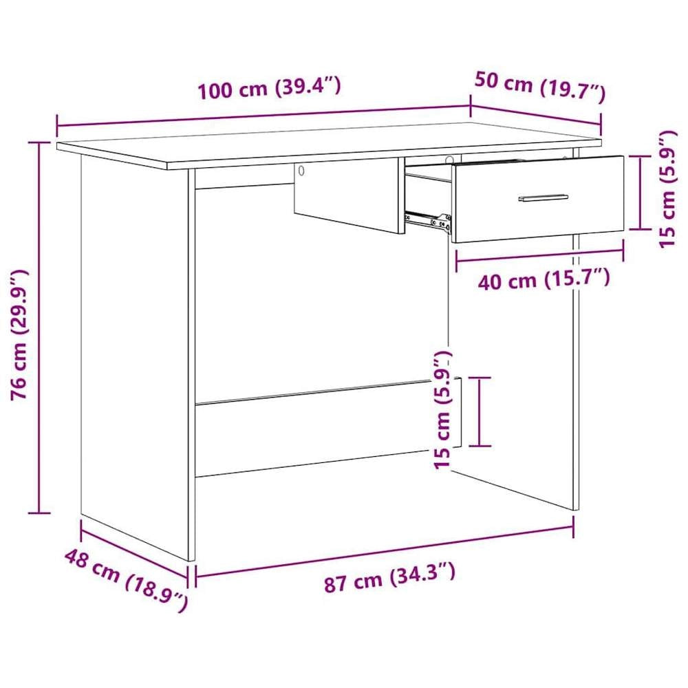 Modern White Desk With Drawer, Wooden Computer Table For Home Office Bedroom Small Space, Easy Clean Surface, 100x50x76 Cm