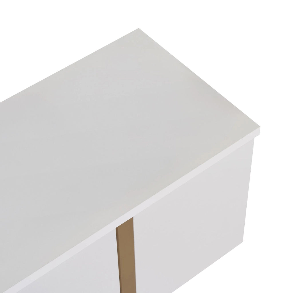 Porta TV in legno "Onera" - 180 x 30 x 50 cm - Bianco / Oro