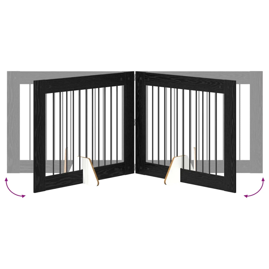 Cancello per cani con supporti 4 pz Rovere Nero 100 x 80 cm CFW4578236