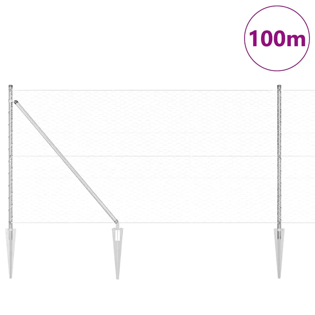 Palo della recinzione Argento 100 x 1,4 m (rete da 36 mm)