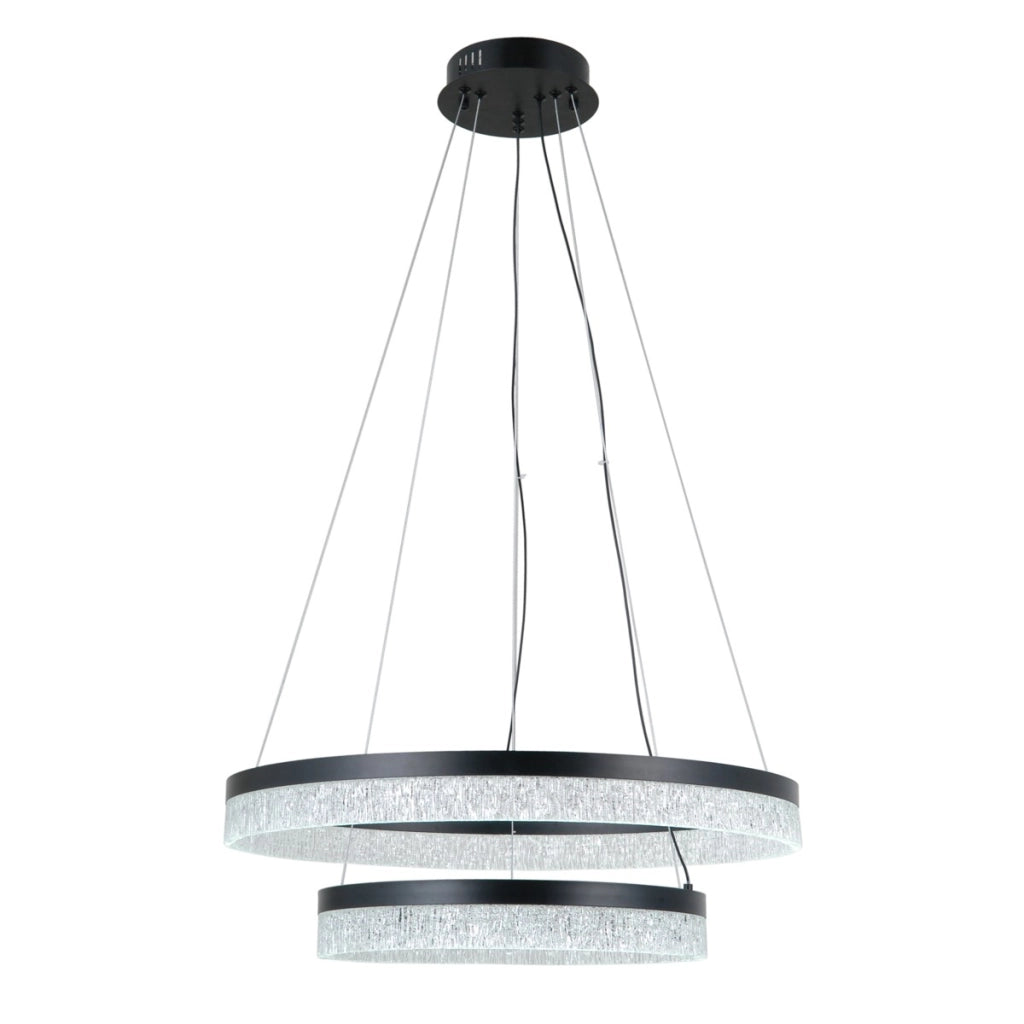 Lampada a sospensione Pantal 2 anelli LED nera Italux