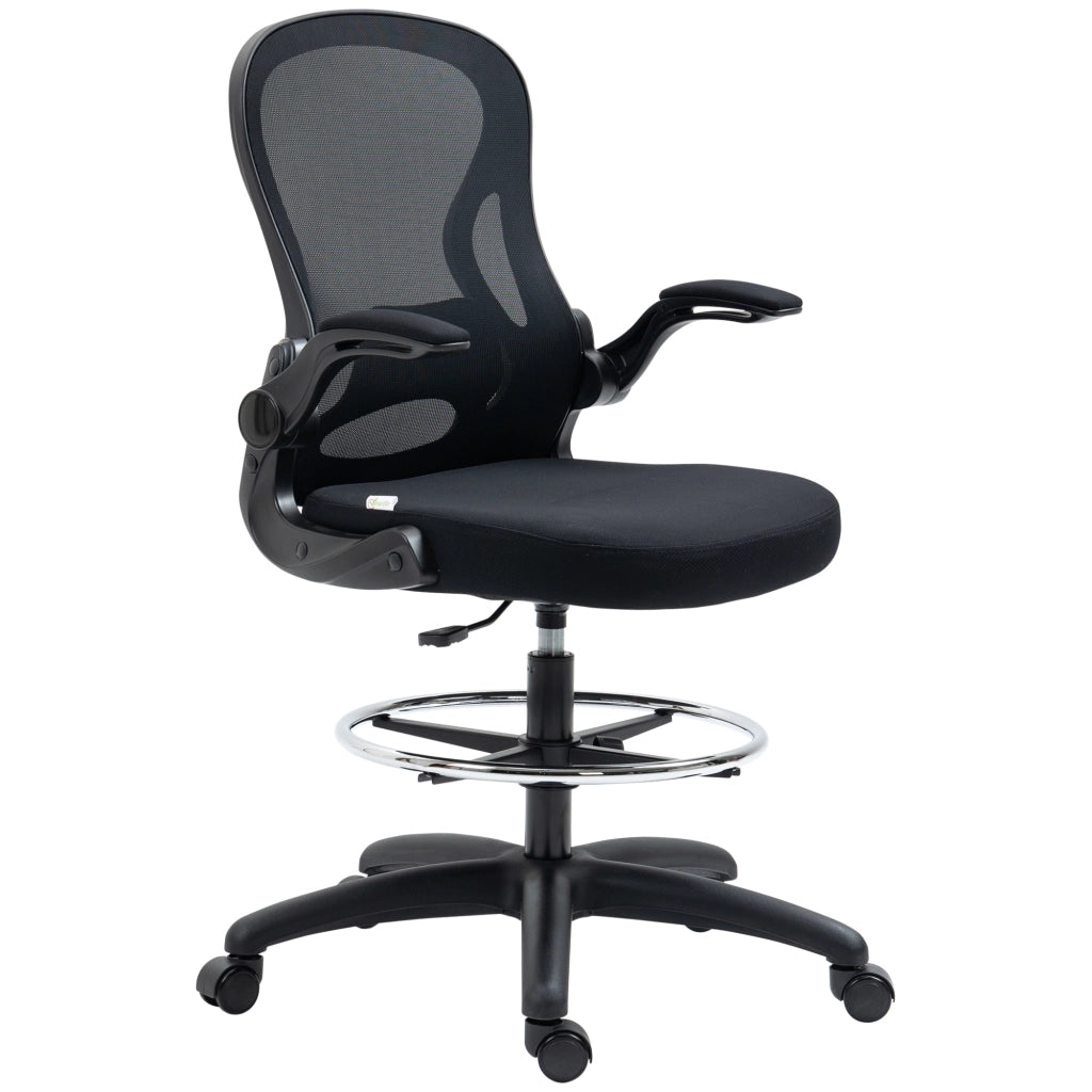 Sedia da Ufficio Girevole con Schienale Regolabile e Braccioli ¨C Zephmum ¨C Nero 59x65x102-122 cm
