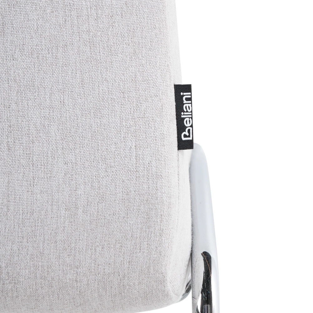 Set di 2 sedie da pranzo imbottite con braccioli, rivestimento grigio chiaro, base in metallo design moderno