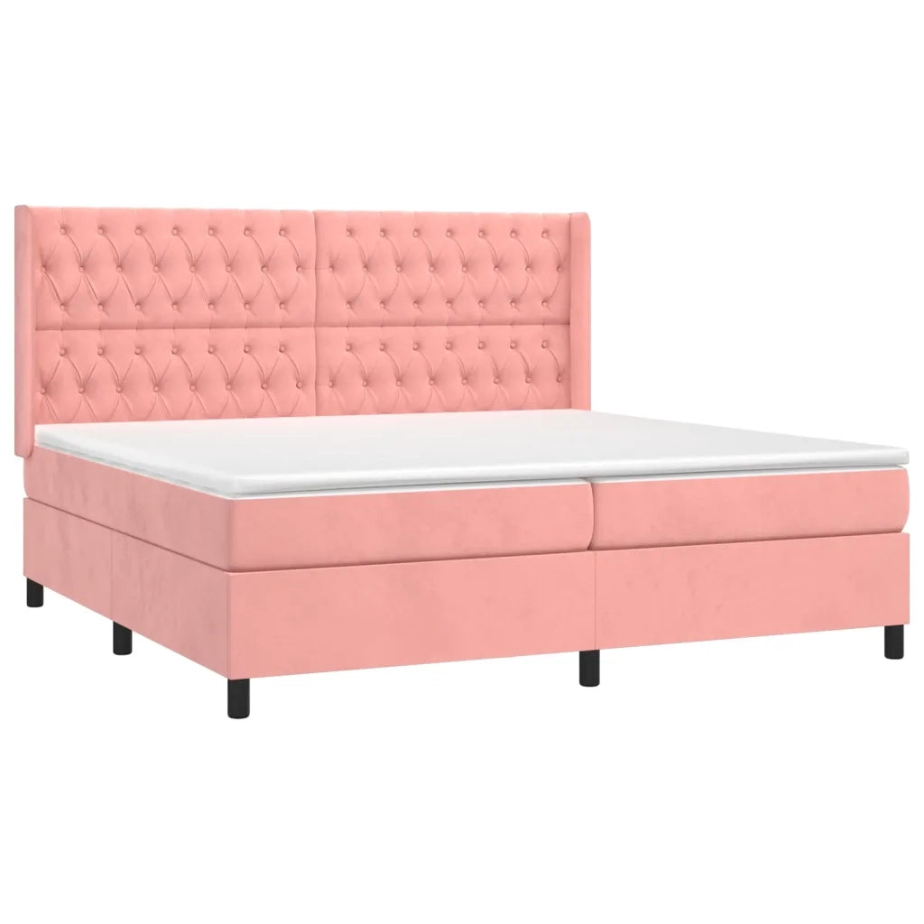 Giroletto a Molle con Materasso Rosa 200x200 cm in Velluto 3132884