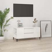 Mobile Porta TV-Mobile per TV-Credenza TV Bianco Lucido 102x44,5x50 cm Legno Multistrato