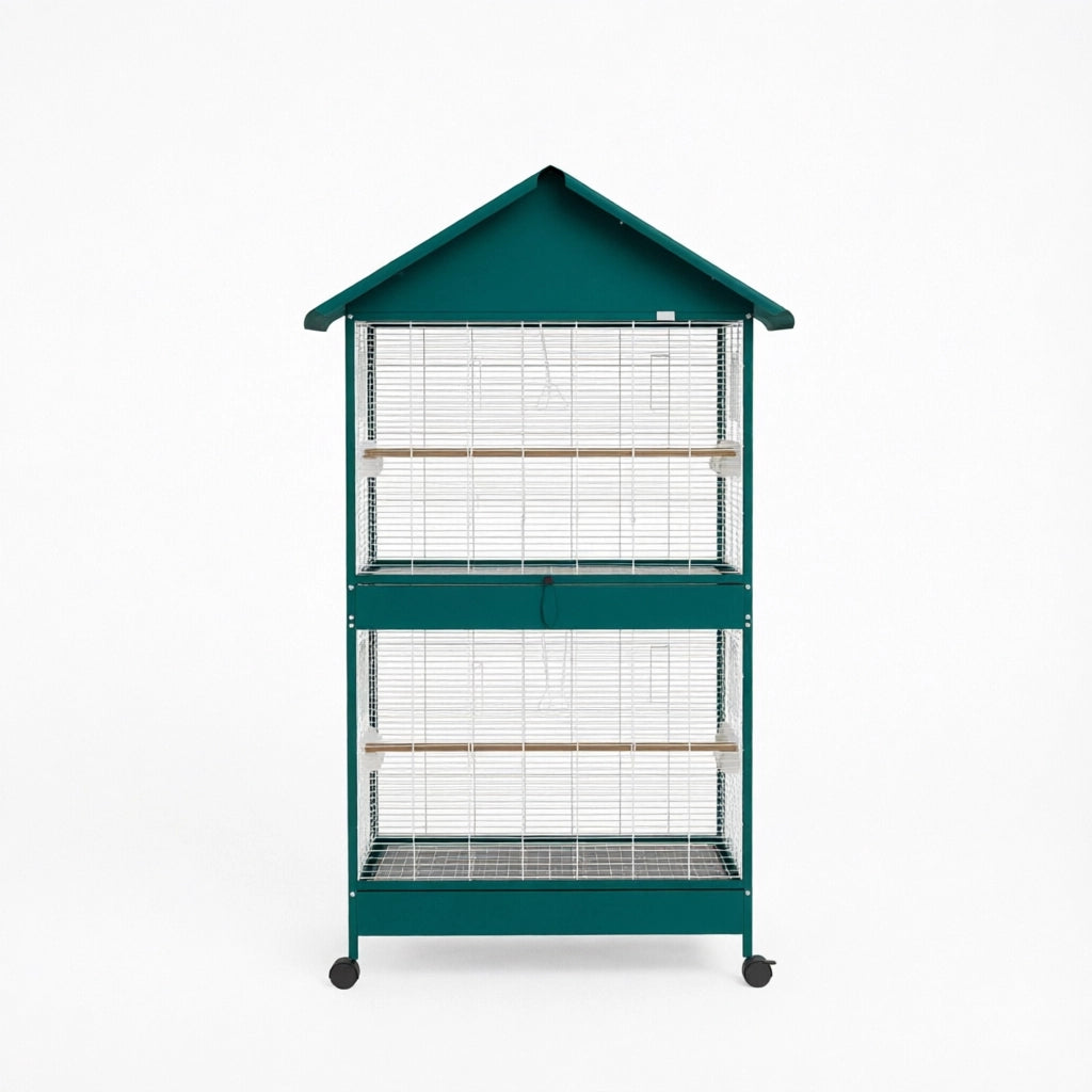 GABBIA PER UCCELLI con divisorio rimovibile 94x70x158 cm verde scuro