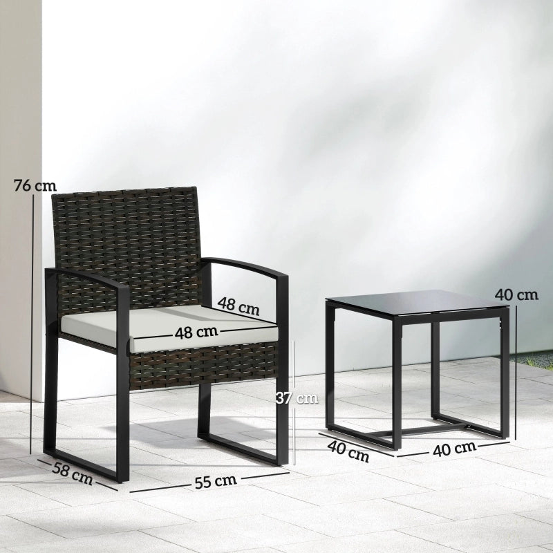 Set bistrot da esterno per 2 persone con 2 poltrone e tavolino, cuscini sfoderabili, color crema/grigio