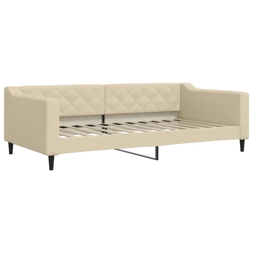 Divano Letto con Letto Estraibile Crema 100x200 cm in Tessuto 3197435