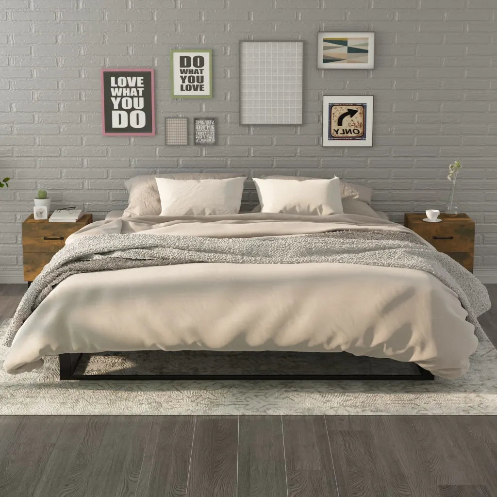 Set di 2 Comodini | Armadio da Notte | Mobiletto da notte Rovere Fumo 40x35x47,5 cm