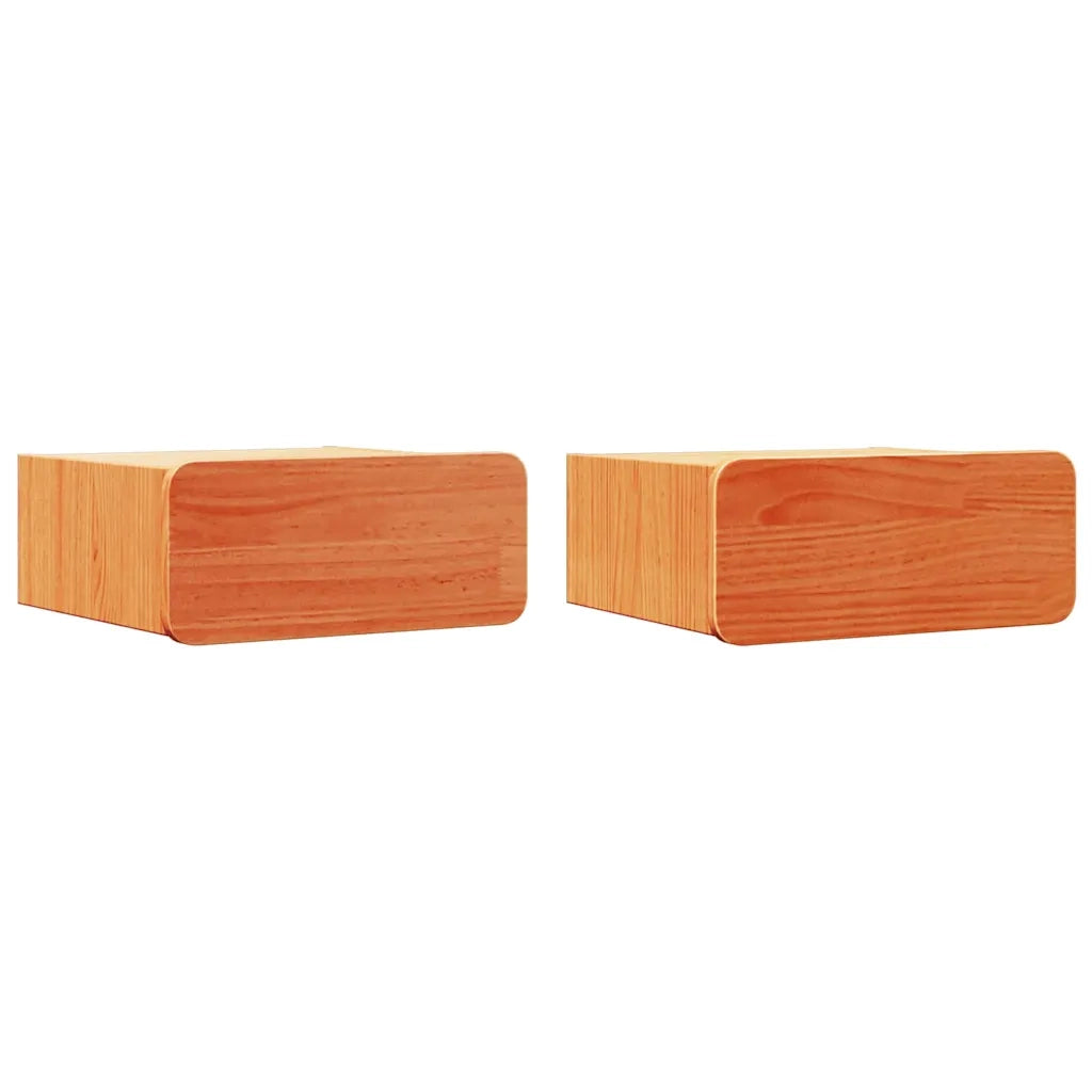 vidaXL Comodino con cassetto 2 pcs Cera marrone 39 x 34 x 16.5 cm