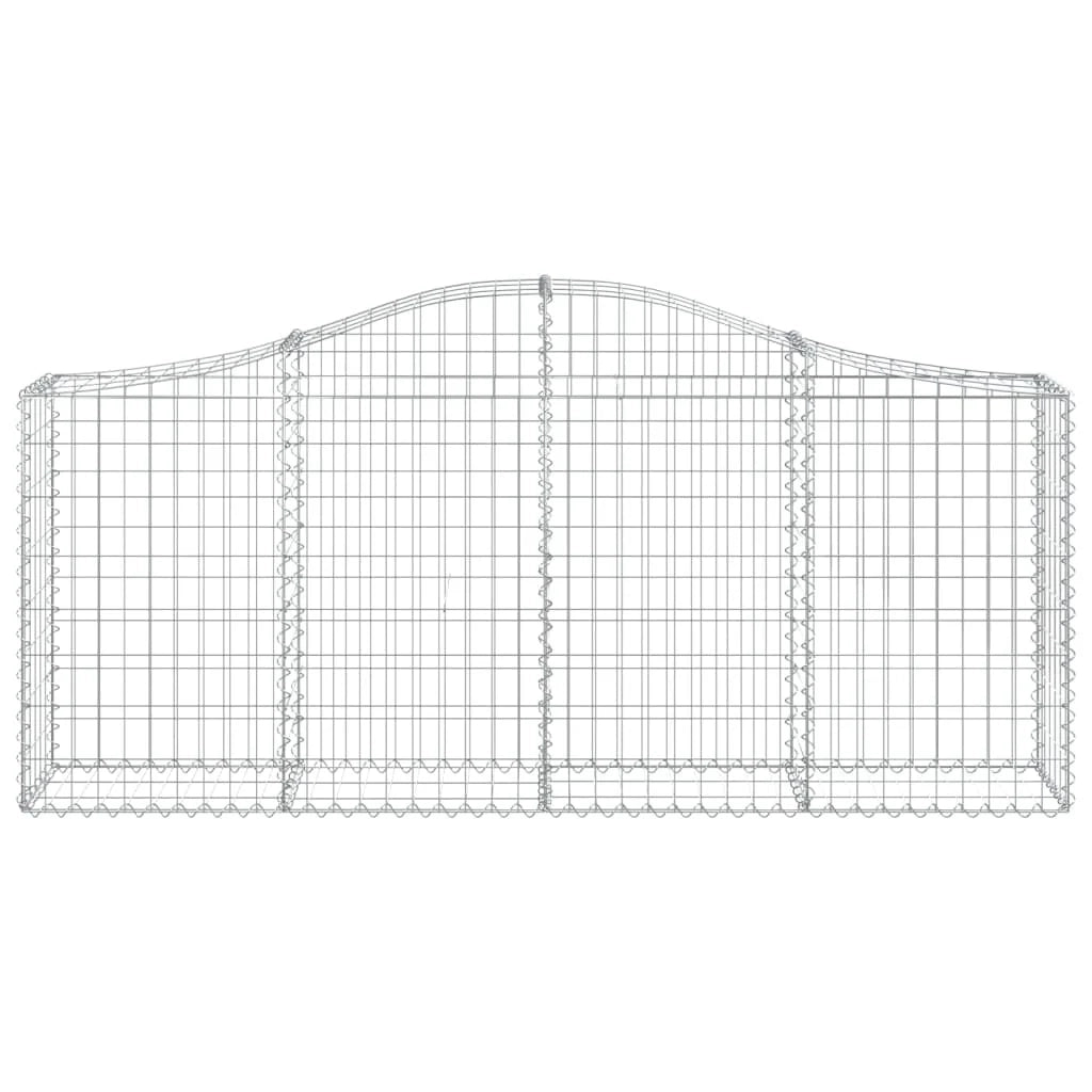 Cestini gabbioni recinzione a gabbia muro di contenimento ad arco 1 set da 4 200 x 30 x 80/100 cm ferro zincato argento 02_0040570