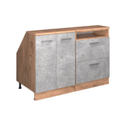 Set di mobili sottotetto Rion Calcestruzzo/Rovere dorato 120 cm Set di 2 carcasse armadio profondità 60 cm Vicco