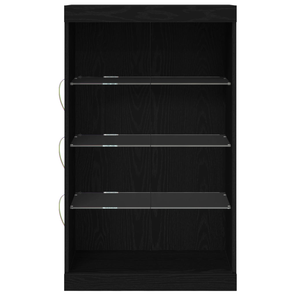Sideboard con luci LED Nero Rovere 60,5x37x100 cm