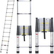 Scala Telescopica con Chiusura Soft - Ladder Telescopica - Altezza di Lavoro 5 m - Argento