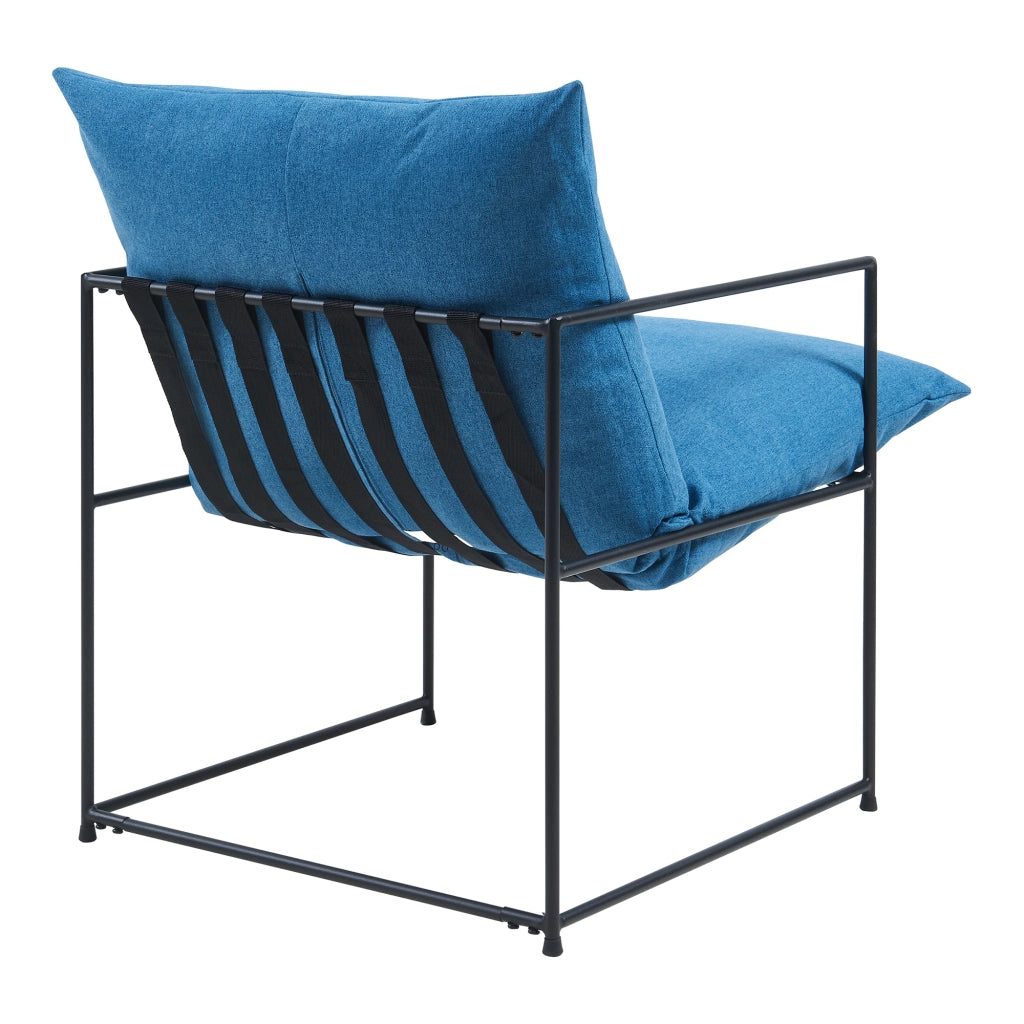 Poltrona Utsjoki con Cuscino Imbottito Sedia Relax 90 x 61 x 70 cm Nero / Blu [en.casa]
