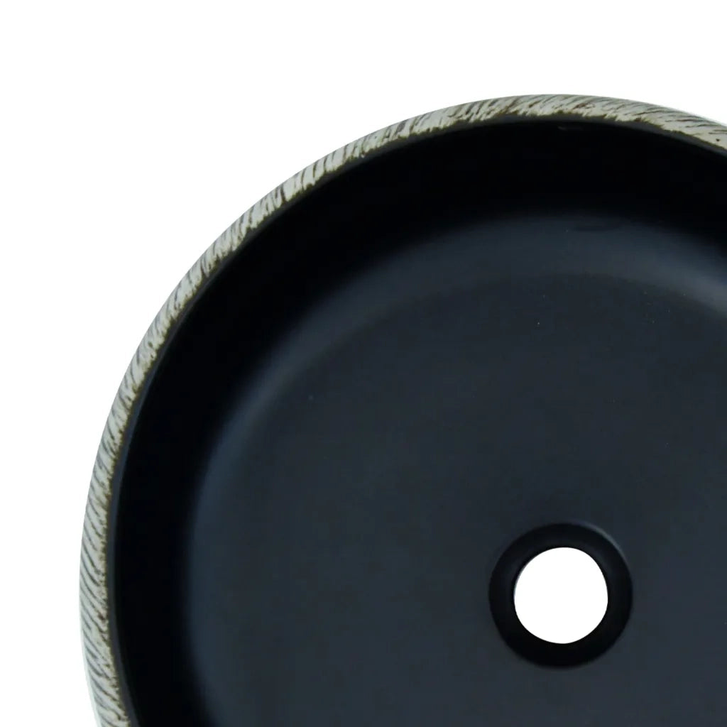 Lavabo da Appoggio Nero e Grigio Rotondo ¦µ41x14 cm Ceramica CFW5592261