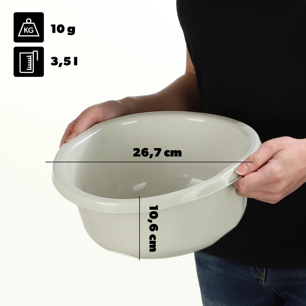 Bacinella in plastica KADAX da 3,5 litri, rotonda, con manici