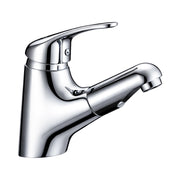 RUBINETTO MISCELATORE MONOCOMANDO CROMATO PER LAVABO C/DOCCIA ESTRAIBILE SERIE BLU - SCARICO 11/4  - AER