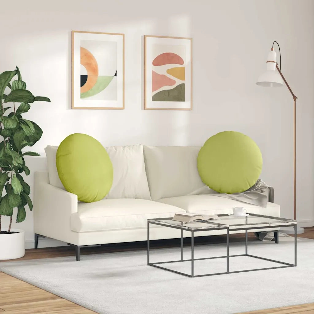 Cuscini per Seduta 2 pcs Verde chiaro Ø60 x 21 cm Tessuto 42014204