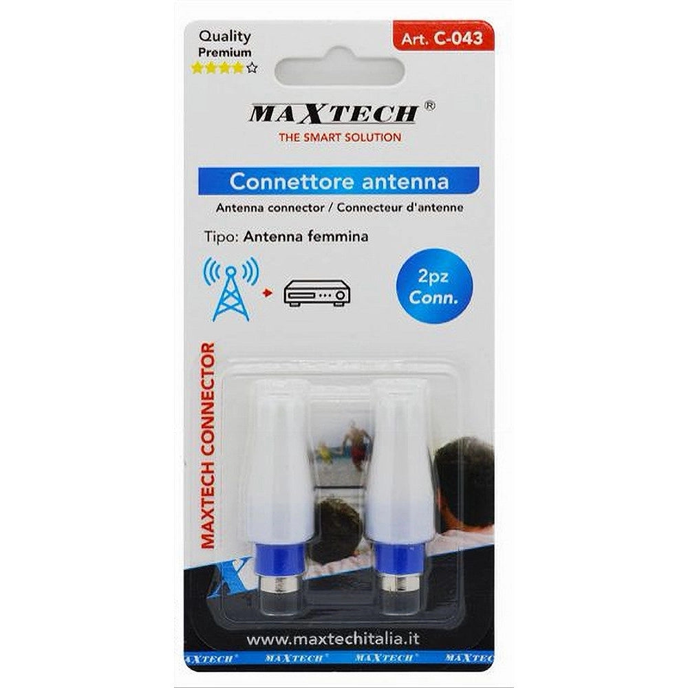 Trade Shop - Set 2pz Connettore Spinotto Cavo Spina Antenna A Spina Femmina Televisione C-043 -