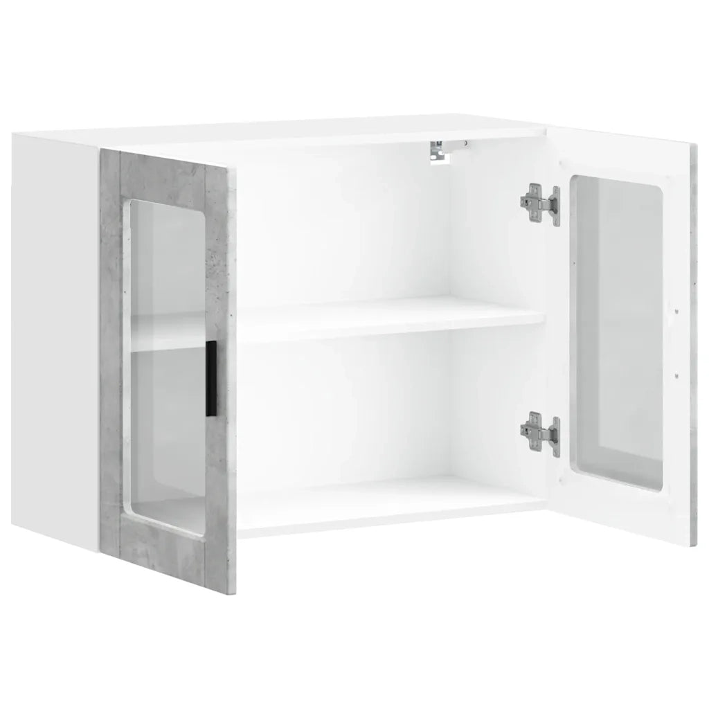 vidaXL Pensile da Cucina con Porta in Vetro Porto Grigio Cemento