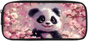 Etui con grande capacità per scuola secondaria, ufficio, studente, portafoglio rosa con panda carino, borsa per monete