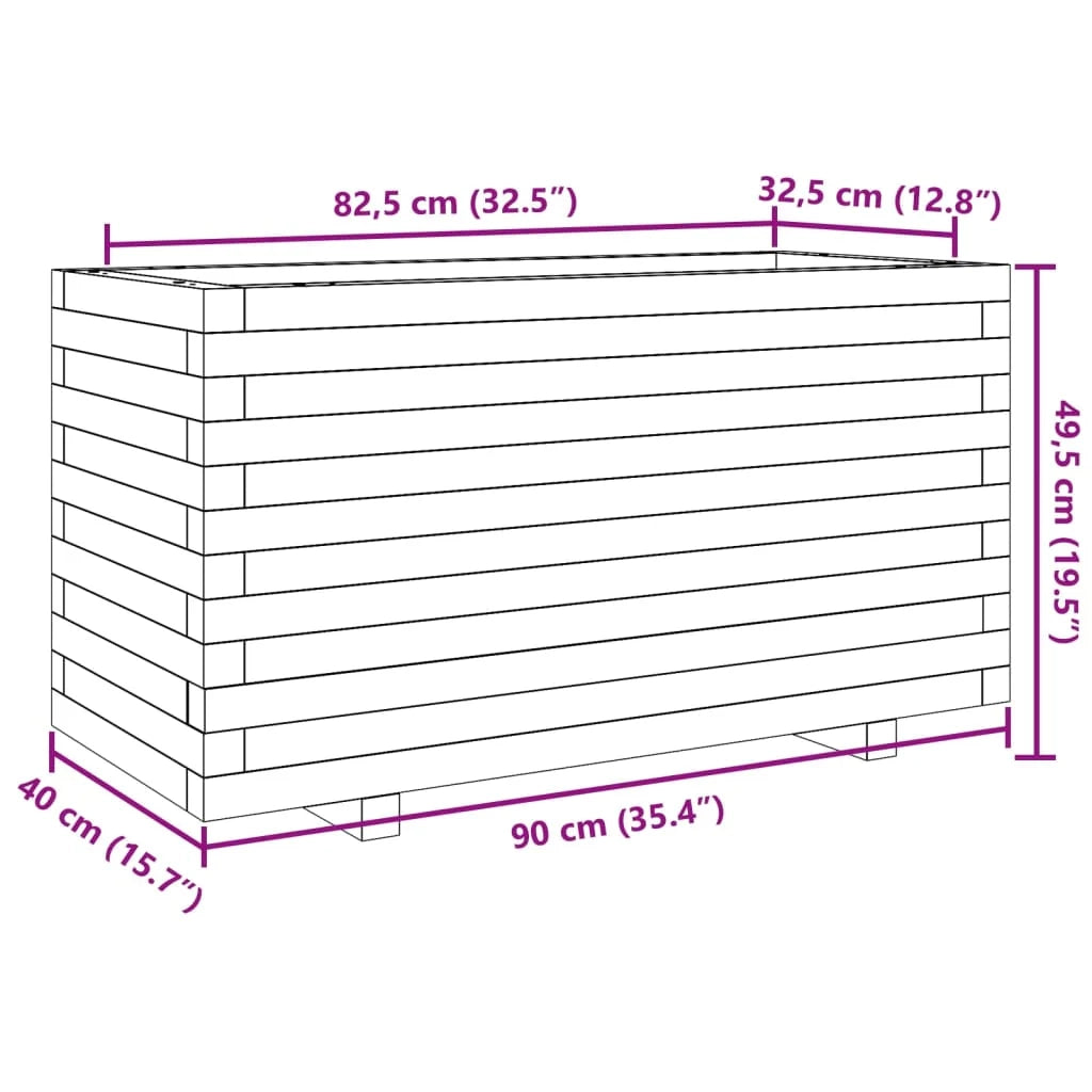 Fioriera rialzata per piante fiori terrazza giardino finitura a cera 90 x 40 x 49,5 cm legno di pino massiccio marrone 02_0038512