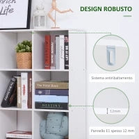Libreria Bianca per Casa e Ufficio, Scaffale dal Design Moderno con 9 Scomparti in Legno, 91x29.5x91cm
