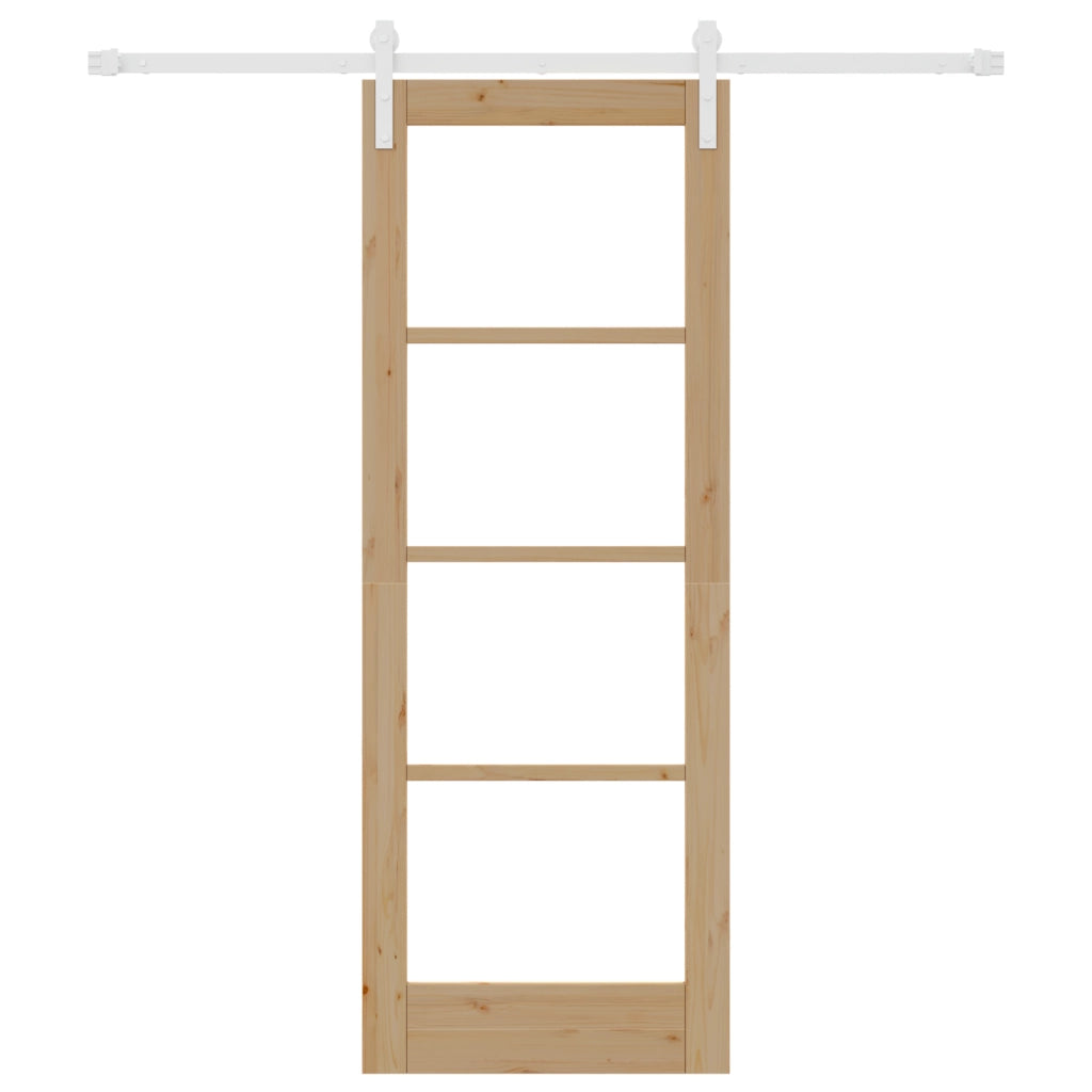 Porta Scorrevole con Set di Ferramenta 'ORKDAL'Legno Massello e Vetro